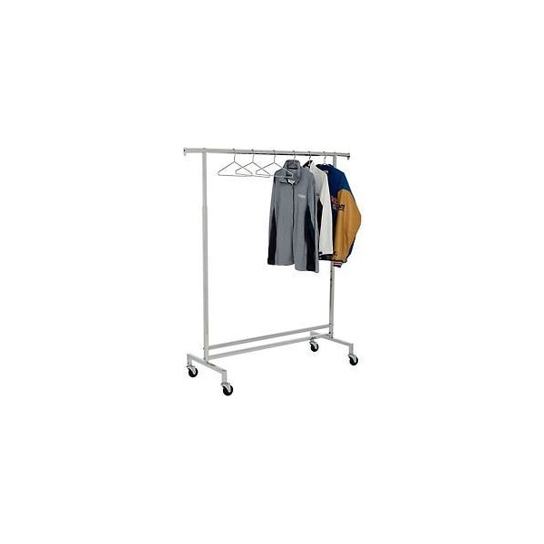 Amko Displays Single Hangrail Rolling Clothes Rack (K43) - Heavy Duty Square Tubing - Chrome K43 - main